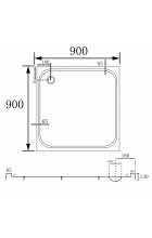 Душевой поддон ABBER AD3D090 90х90 квадратный, акриловый, белый