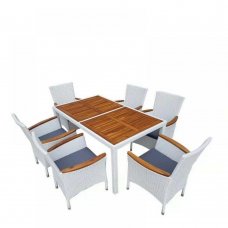 Комплект плетеной мебели AFM-460A 150x90 White (6+1)