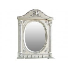 Зеркало Atoll Наполеон-175 белый жемчуг, патина серебро