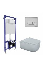 Комплект BERGES Инсталляция NOVUM525 + Подвесной унитаз EGO XL Rimless + Кнопка смыва D3 хром глянец
