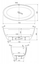 Ванна CEZARES TITAN-OVAL-170-85-57 из литьевого мрамора