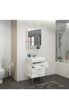 Тумба с раковиной Comforty Никосия 60Н дуб белый напольная