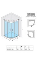 Душевой уголок Excellent Серия 201 90х90 полукруг (хром)