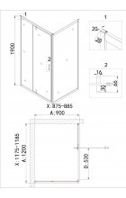 Боковая стенка Niagara Nova NG-A90G 90х195