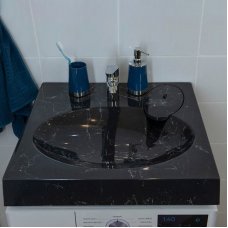 Раковина над стиральной машиной Stella Polar Миро 60х60 черный мрамор