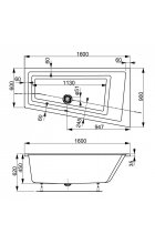 Акриловая ванна Vagnerplast CAVALLO OFFSET 160 Right