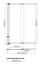 Стеклянная шторка на ванну Wasserkraft Dill 61S02-100WS 