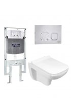 Комплект WeltWasser AMBERG 497 ST + KEHLBACH 004 GL-WT + AMBERG RD-MT CR инсталляция с унитазом и кнопкой смыва