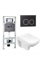 Комплект WeltWasser AMBERG 506 ST + KEHLBACH 004 GL-WT + AMBERG RD-BL инсталляция с унитазом и кнопкой смыва