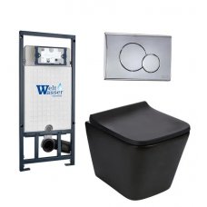 Комплект WeltWasser MARBERG 507 + GELBACH 004 MT-BL + MAR 507 RD инсталляция с унитазом и кнопкой смыва