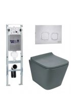 Комплект WeltWasser AMBERG 350 ST + GELBACH 004MT-GR + AMBERG RD-MT CR инсталляция с унитазом и кнопкой смыва