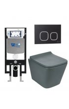 Комплект WeltWasser AMBERG 497 + GELBACH 004 MT-GR + AMBERG RD-BL инсталляция с унитазом и кнопкой смыва