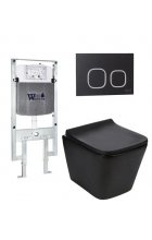 Комплект WeltWasser AMBERG 497 ST + GELBACH 004 MT-BL + AMBERG RD-BL инсталляция с унитазом и кнопкой смыва
