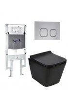 Комплект WeltWasser AMBERG 497 ST + GELBACH 004MT-BL + AMBERG RD-CR инсталляция с унитазом и кнопкой смыва