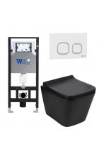 Комплект WeltWasser AMBERG 506 + GELBACH 004MT-BL + AMBERG RD-WT инсталляция с унитазом и кнопкой смыва