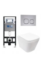 Комплект WeltWasser AMBERG 506 + GELBACH 004MT-WT + AMBERG RD-CR инсталляция с унитазом и кнопкой смыва