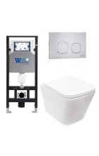 Комплект WeltWasser AMBERG 506 + GELBACH 004MT-WT + AMBERG RD-MT CR инсталляция с унитазом и кнопкой смыва Комплект WeltWasser AMBERG 506 + GELBACH 004MT-WT + AMBERG RD-MT CR инсталляция с унитазом и кнопкой смыва