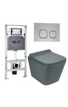 Комплект WeltWasser AMBERG 506 ST + GELBACH 004MT-GR + AMBERG RD-CR инсталляция с унитазом и кнопкой смыва