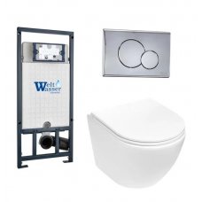 Комплект WeltWasser MARBERG 507 + MERZBACH 004 MT-WT + MAR 507 RD инсталляция с унитазом и кнопкой смыва