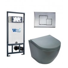 Комплект WeltWasser MARBERG 507 + MERZBACH 004 MT-GR + MAR 507 SE инсталляция с унитазом и кнопкой смыва