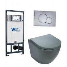 Комплект WeltWasser MARBERG 507 + MERZBACH 004 MT-GR + MAR 507 RD инсталляция с унитазом и кнопкой смыва