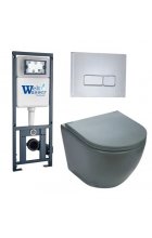 Комплект WeltWasser MARBERG 410 + MERZBACH 004 MT-GR + MAR 410 SE инсталляция с унитазом и кнопкой смыва