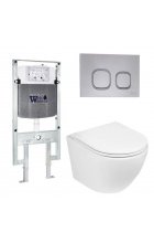 Комплект WeltWasser AMBERG 497 ST + MERZBACH 004 GL-WT + AMBERG RD-CR инсталляция с унитазом и кнопкой смыва