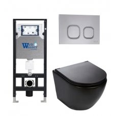 Комплект WeltWasser AMBERG 506 + MERZBACH 004 MT-BL + AMBERG RD-CR инсталляция с унитазом и кнопкой смыва