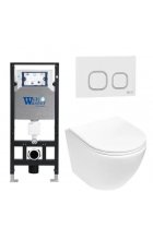 Комплект WeltWasser AMBERG 506 + MERZBACH 004 MT-WT + AMBERG RD-WT инсталляция с унитазом и кнопкой смыва Комплект WeltWasser AMBERG 506 + MERZBACH 004 MT-WT + AMBERG RD-WT инсталляция с унитазом и кнопкой смыва