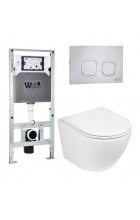 Комплект WeltWasser AMBERG 506 ST + MERZBACH 004 GL-WT + AMBERG RD-MT CR инсталляция с унитазом и кнопкой смыва