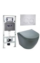 Комплект WeltWasser AMBERG 506 ST + MERZBACH 004 MT-GR + AMBERG RD-MT CR инсталляция с унитазом и кнопкой смыва