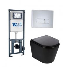 Комплект WeltWasser MARBERG 410 + SALZBACH 004 MT-BL + MAR 410 SE инсталляция с унитазом и кнопкой смыва