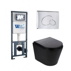 Комплект WeltWasser MARBERG 410 + SALZBACH 004 MT-BL + MAR 410 RD инсталляция с унитазом и кнопкой смыва