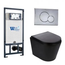 Комплект WeltWasser MARBERG 507 + SALZBACH 004 MT-BL + MAR 507 RD инсталляция с унитазом и кнопкой смыва
