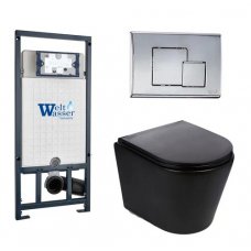 Комплект WeltWasser MARBERG 507 + SALZBACH 004 MT-BL + MAR 507 SE инсталляция с унитазом и кнопкой смыва