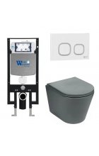 Комплект WeltWasser AMBERG 497 + SALZBACH 004 MT-GR + AMBERG RD-WT инсталляция с унитазом и кнопкой смыва