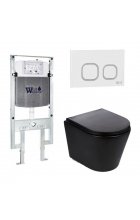 Комплект WeltWasser AMBERG 497 ST + SALZBACH 004 MT-BL + AMBERG RD-WT инсталляция с унитазом и кнопкой смыва