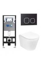 Комплект WeltWasser AMBERG 506 + SALZBACH 004 GL-WT + AMBERG RD-BL инсталляция с унитазом и кнопкой смыва