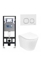 Комплект WeltWasser AMBERG 506 + SALZBACH 004 GL-WT + AMBERG RD-WT инсталляция с унитазом и кнопкой смыва
