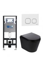 Комплект WeltWasser AMBERG 506 + SALZBACH 004 MT-BL + AMBERG RD-WT инсталляция с унитазом и кнопкой смыва