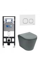 Комплект WeltWasser AMBERG 506 + SALZBACH 004 MT-GR + AMBERG RD-WT инсталляция с унитазом и кнопкой смыва