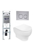 Комплект WeltWasser AMBERG 350 ST + ERLENBACH 004 GL-WT + AMBERG RD-CR инсталляция с унитазом и кнопкой смыва