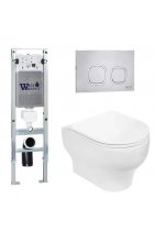 Комплект WeltWasser AMBERG 350 ST + ERLENBACH 004 GL-WT + AMBERG RD-MT CR инсталляция с унитазом и кнопкой смыва
