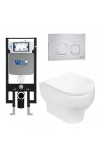 Комплект WeltWasser AMBERG 497 + ERLENBACH 004 GL-WT + AMBER RD-MT CR инсталляция с унитазом и кнопкой смыва Комплект WeltWasser AMBERG 497 + ERLENBACH 004 GL-WT + AMBER RD-MT CR инсталляция с унитазом и кнопкой смыва