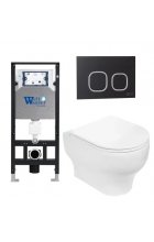 Комплект WeltWasser AMBERG 506 + ERLENBACH 004 GL-WT + AMBERG RD-BL инсталляция с унитазом и кнопкой смыва Комплект WeltWasser AMBERG 506 + ERLENBACH 004 GL-WT + AMBERG RD-BL инсталляция с унитазом и кнопкой смыва