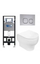 Комплект WeltWasser AMBERG 506 + ERLENBACH 004 GL-WT + AMBERG RD-CR инсталляция с унитазом и кнопкой смыва Комплект WeltWasser AMBERG 506 + ERLENBACH 004 GL-WT + AMBERG RD-CR инсталляция с унитазом и кнопкой смыва