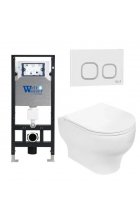 Комплект WeltWasser AMBERG 506 + ERLENBACH 004 GL-WT + AMBERG RD-WT инсталляция с унитазом и кнопкой смыва Комплект WeltWasser AMBERG 506 + ERLENBACH 004 GL-WT + AMBERG RD-WT инсталляция с унитазом и кнопкой смыва