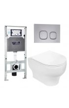 Комплект WeltWasser AMBERG 506 ST + ERLENBACH 004 GL-WT + AMBERG RD-CR инсталляция с унитазом и кнопкой смыва