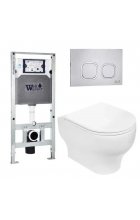 Комплект WeltWasser AMBERG 506 ST + ERLENBACH 004 GL-WT + AMBERG RD-MT CR инсталляция с унитазом и кнопкой смыва