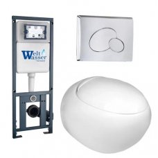 Комплект WeltWasser MARBERG 410 + JECKENBACH 004 GL-WT + MAR 410 RD инсталляция с унитазом и кнопкой смыва